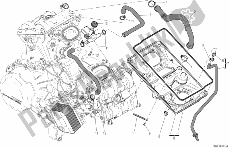 Todas as partes de Entrada De Ar - Respirador De óleo do Ducati Superbike 899 Panigale ABS Thailand 2015